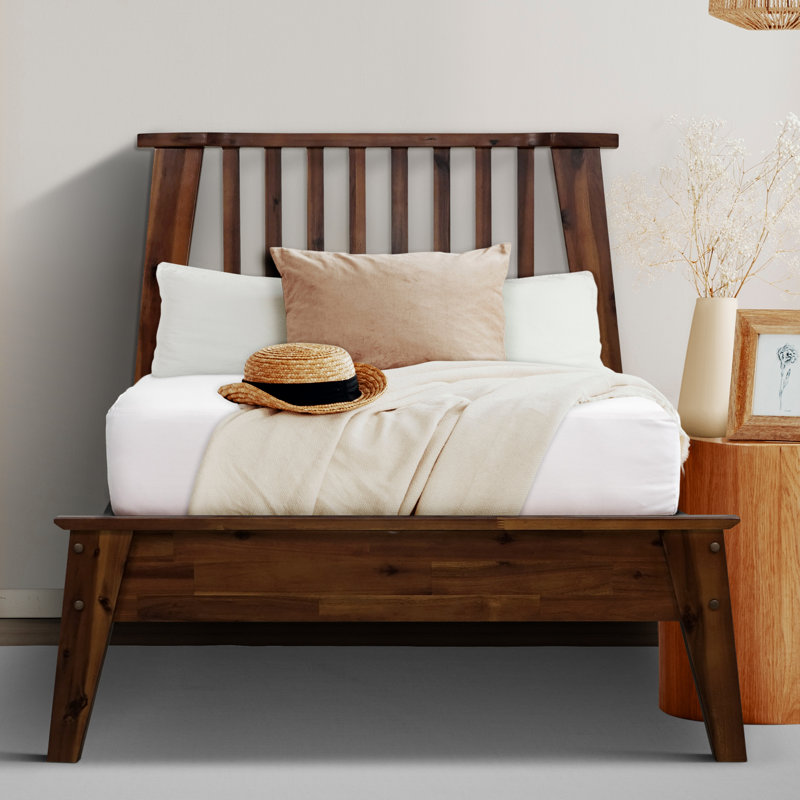 Kaylin Solid Wood Bed Frame with Headboard, Twin, Chocolate