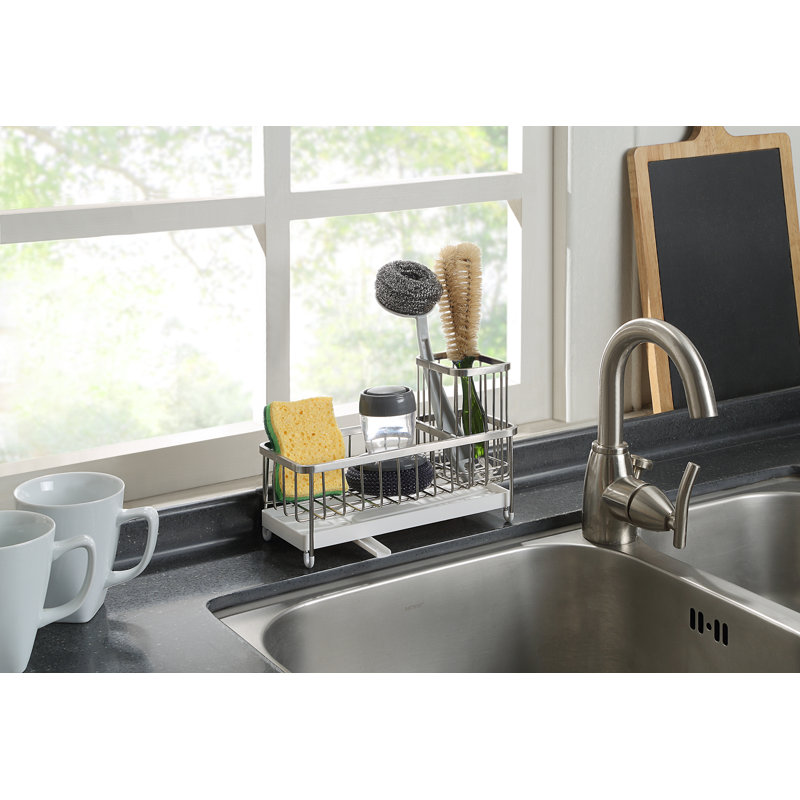 Stainless Sink Cleaning Tools Holder, White