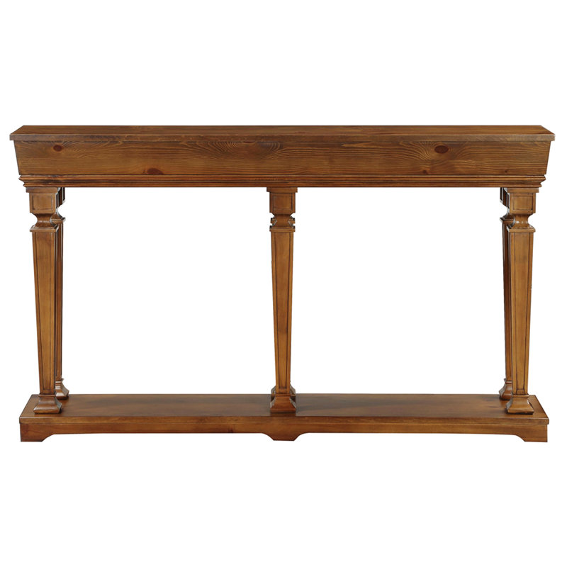 Modern Oak Console Table With Secure Leg Setup And A Display Shelf In Rectangular Surface Functional