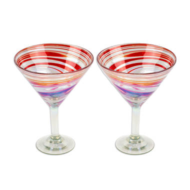 Red Swirl Handmade Martini Glass