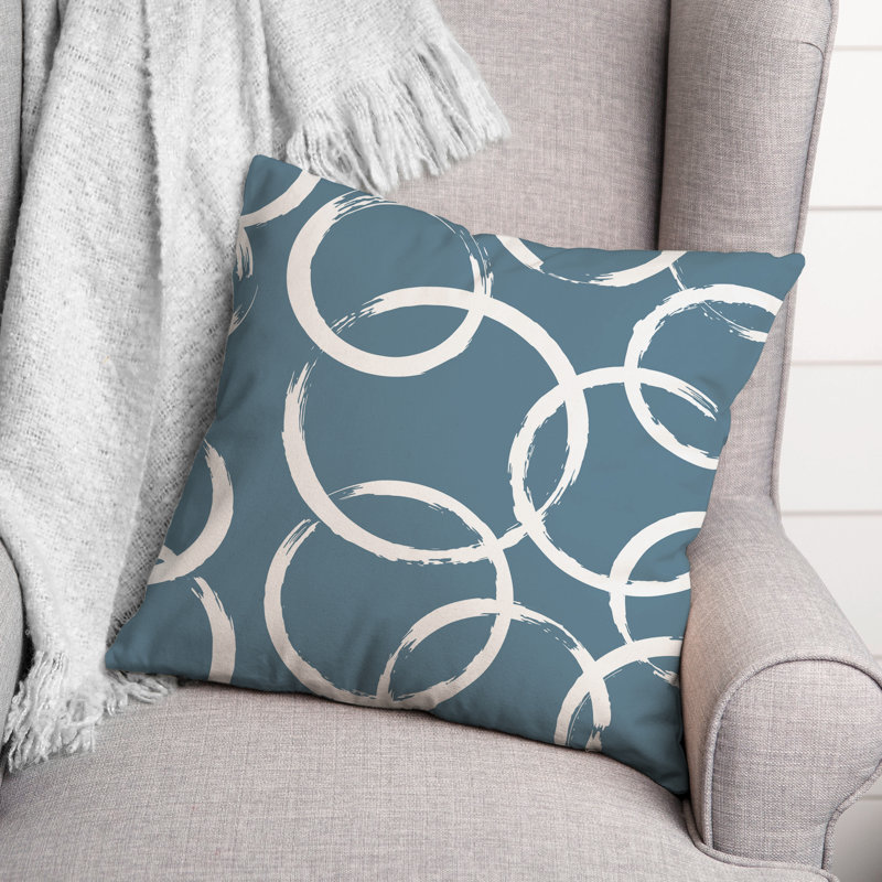 Geometric Outdoor Reversible Throw Pillow, Blue