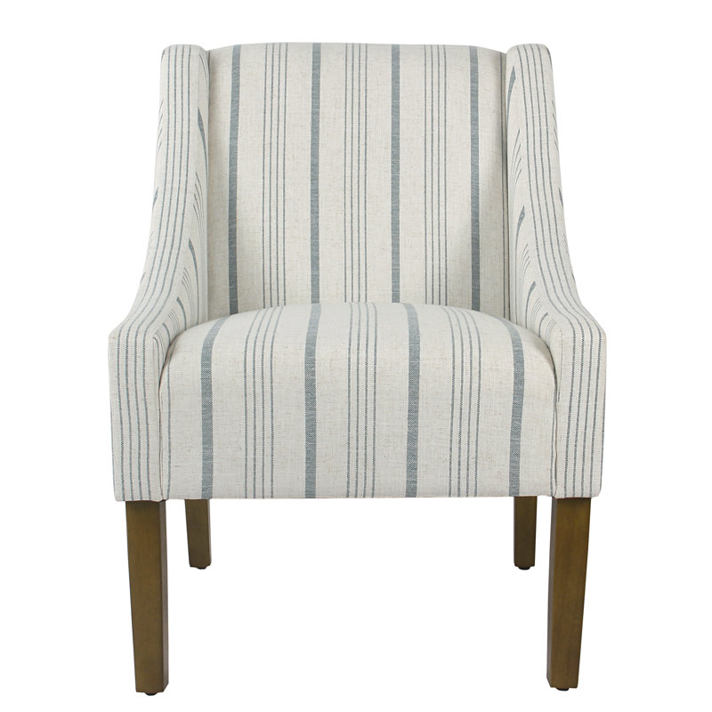 Ashland Modern Swoop Accent Chair, Blue Calypso Stripe