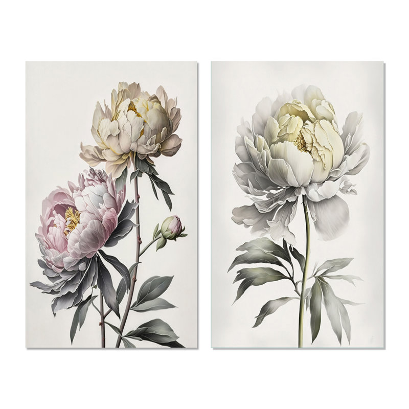 «Dahlia Flower», 2 pièces sur toile, Toile tendue, H 32 po x l 32 po