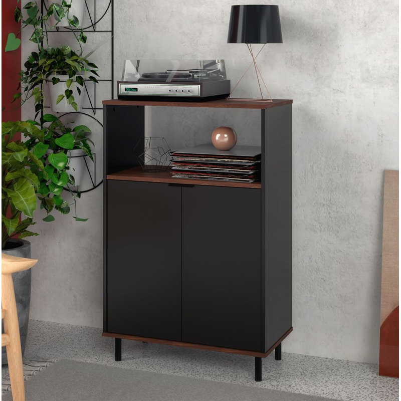 Canova Accent Cabinet, Black and Nut Brown