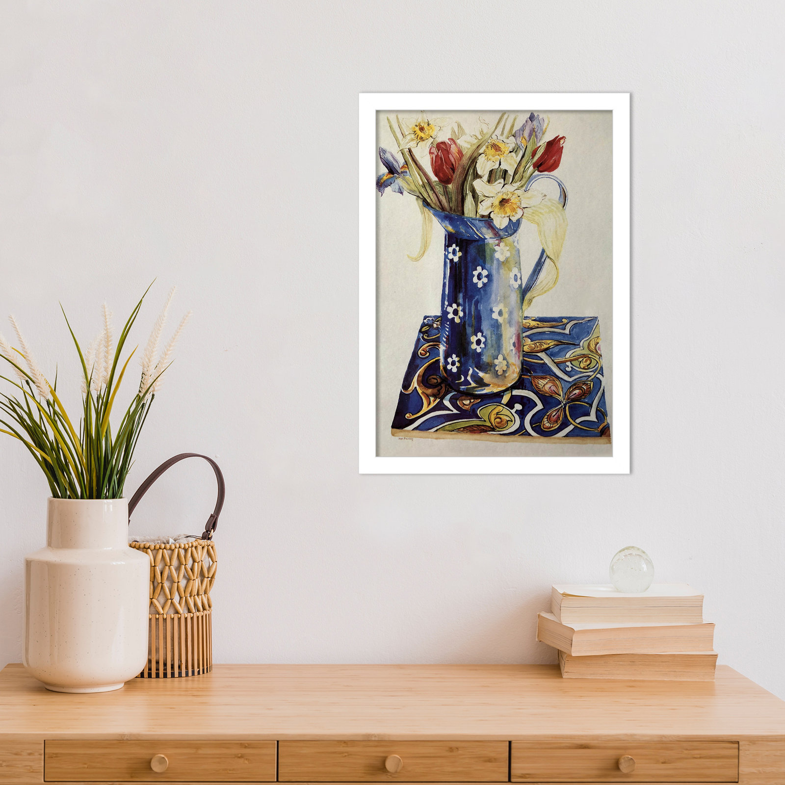 Chancy "Tulips" Print by Joan Thewsey, White, 17" H x 12" W x 1" D