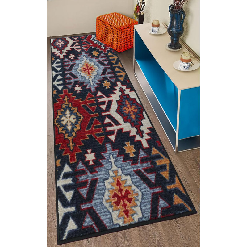 Tapis antibactérien antidérapant à motif géométrique Southwest, Rectangle 2 pi 2 po x 4 pi