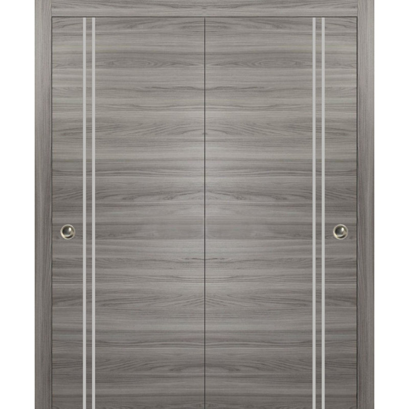 Portes de placard coulissantes en bois massif massif, Frêne gingembre, 60 po x 84 po
