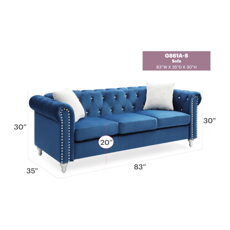Canapé Raisa G861A-S, Navy Blue