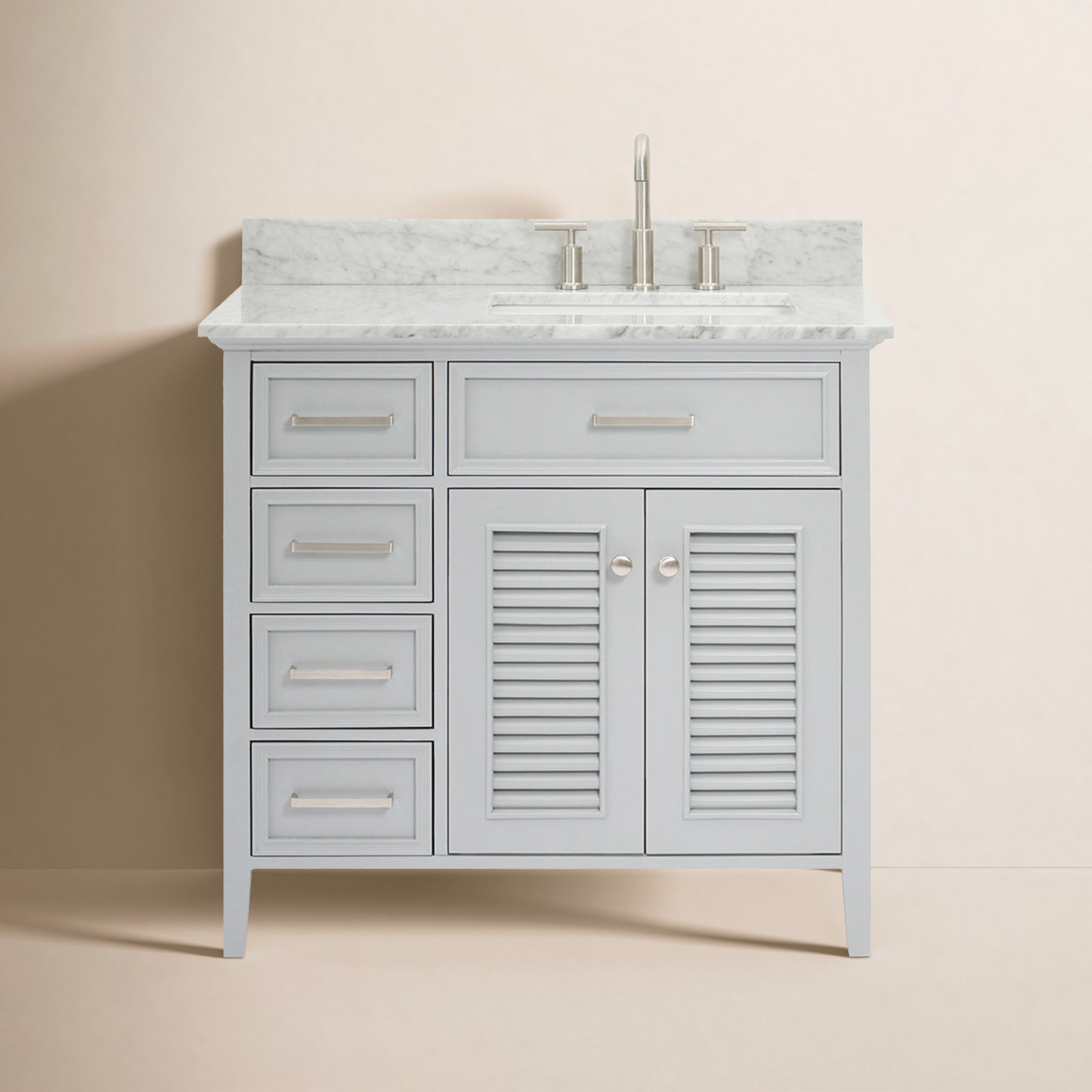 Clyda 37" Single Bathroom Vanity, Gray, Right