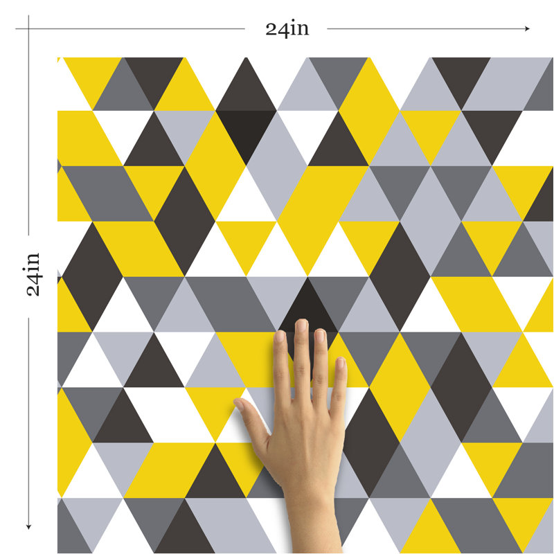 Panneau de papier peint adhésif amovible triangles Pihu, L 126 po x l 24 po