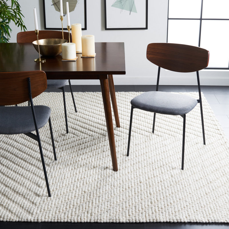 Weaverville Natura Flat Weave Wool/Cotton Geometric Rug in Ivory, Rectangle 8' x 10'