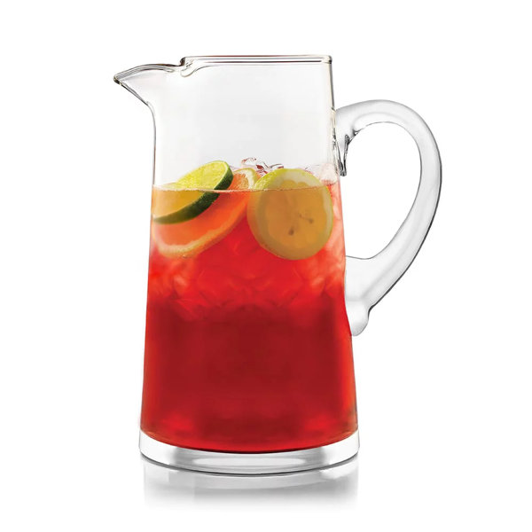 Decorated Glass Pitcher with Lid, Water Jug for Fridge and Countertop,  Glass Carafe for Iced Tea, 34 oz