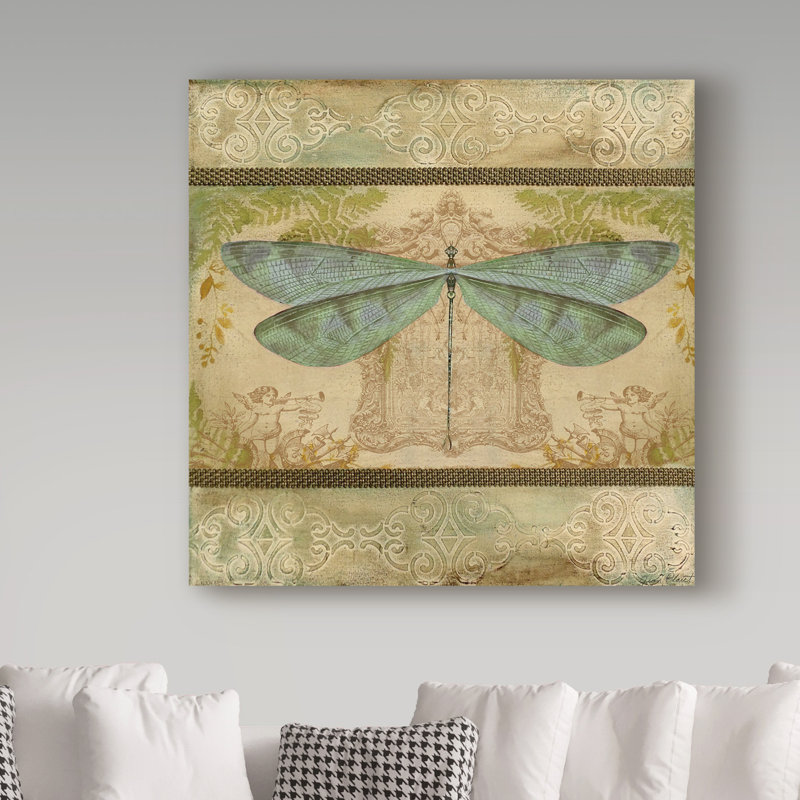 «Deagen Dragonfly parmi les fougères 1», reproduction d'impression sur toile tendue, H 14 po x l 14 po x P 2 po