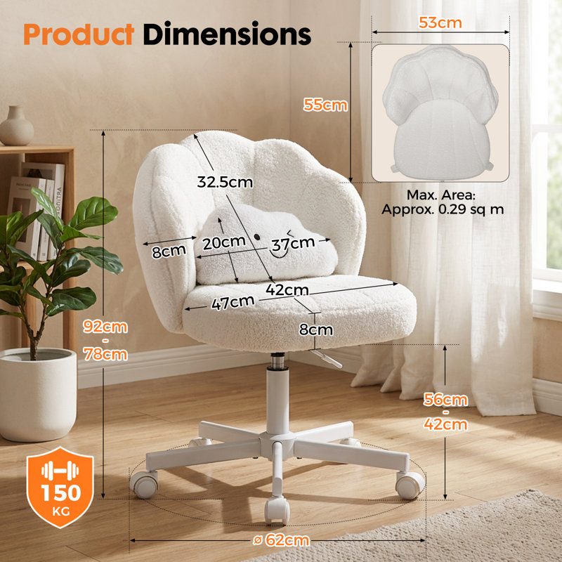 COMHOMA Office Chair, White Teddy