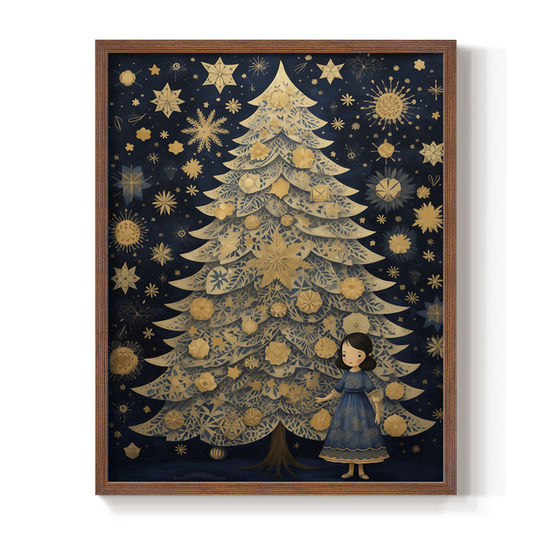 «Christmas Holiday Art DCXL III», reproduction encadrée - bois massif, H 11 po x l 9 po, Noyer