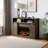 Rustic Oak 2-Door Fireplace With 2 Shelves