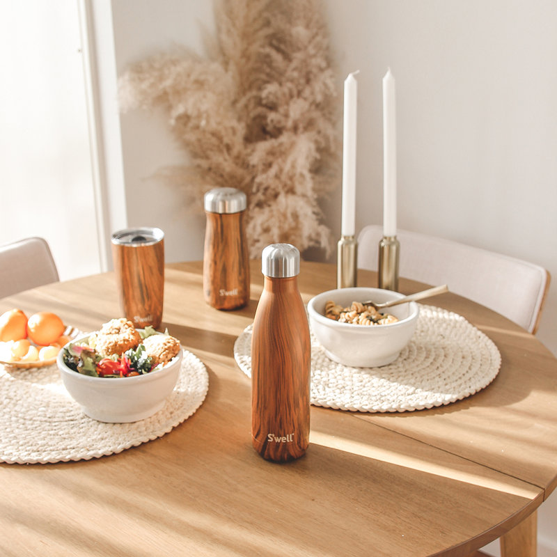 S'well Stainless Steel Water Bottle - 17 Fl Oz - Triple-Layered Vacuum-Insulated Containers, 17.oz, Teakwood
