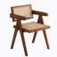Modern Mid Century Dining Chair With Rattan Accents, Comfortable Armrests, Ideal For Indoor And Outdoor Use In Various Rooms