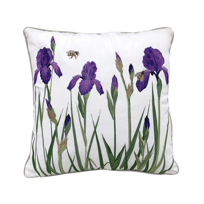 Embroidered Outdoor Throw Pillow