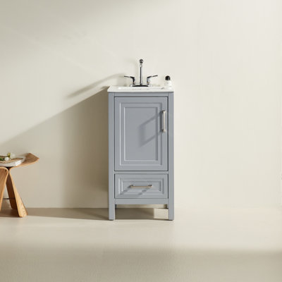 Fully Assembled 18" Freestanding Single Bathroom Vanity with Ceramic Top