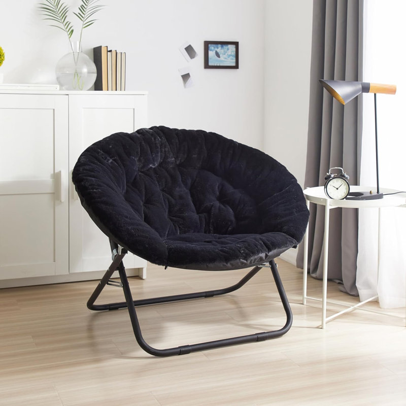  Fauteuil surdimensionné en fausse fourrure de lapin, Noir, Noir
