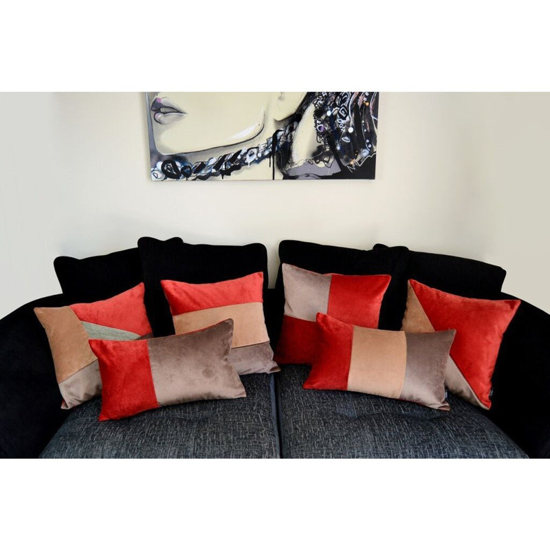 Slane Patchwork Square Cushion Cover, Red/Caramel/Brown, 43 x 43cm