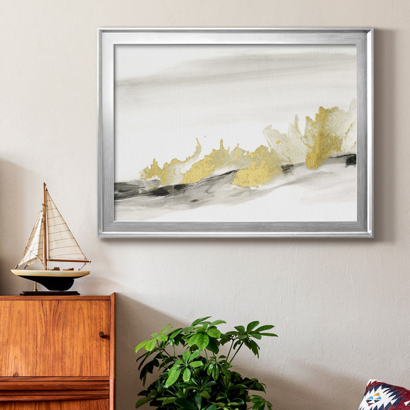 Toile encadrée de qualité supérieure dorée à l'horizon II - prête à être accrochée, H 18,5 po x l 24,5 po x P 1 po, Argent