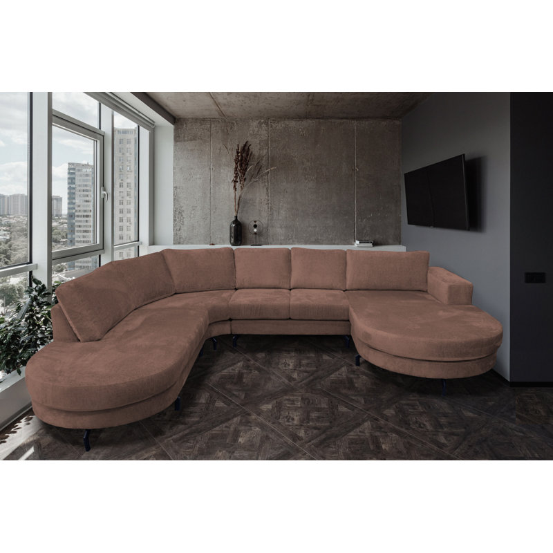 6 Seater Corner Sofa , Left Hand Facing, Walnut