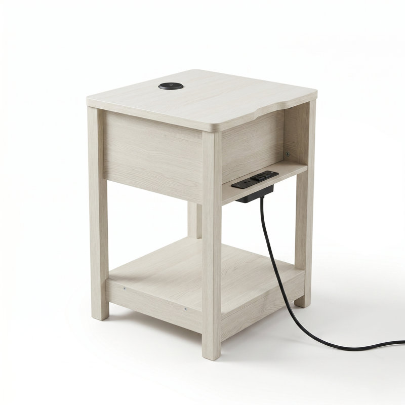 Grande table de chevet avec éclairage DEL 6 couleurs et station de recharge sans fil Qi2