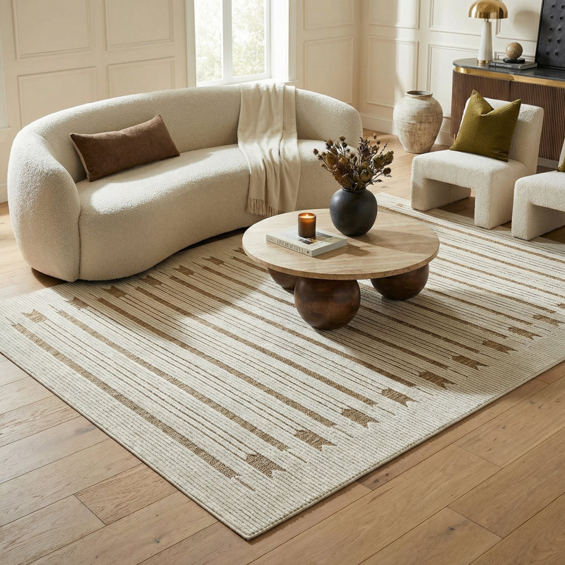 Rug Branch Axis 5' x 7' (5'3" x 7'1") Beige/Brown Geometric Indoor Area Rug, Contemporary, Low Pile, Stain-Resistant Carpet - Living Room, Bedroom, Dining Room, and Kitchen