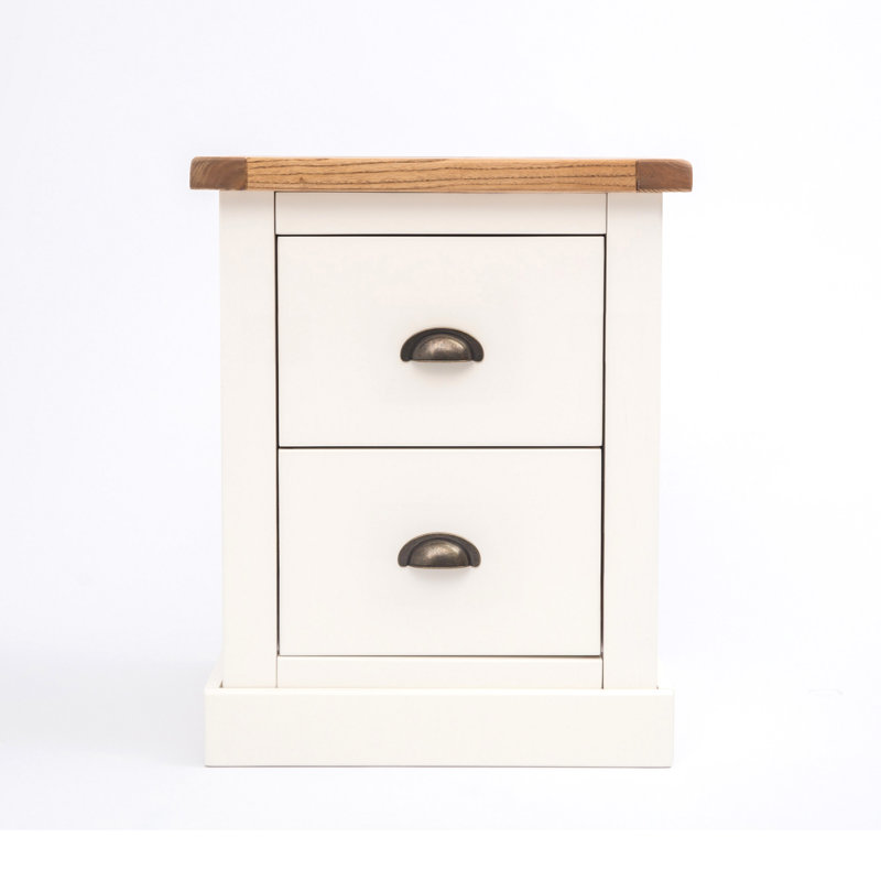 45cm W Solid + Manufactured Wood Bedside Table, Off White