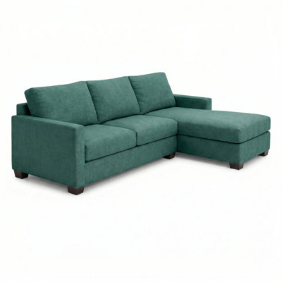 Modena Sectional – Made in USA, Custom Fabric Options, L-Shaped Sectional Wholesale Sectional Furniture - Velvet Antique Kelly Green - Velvet