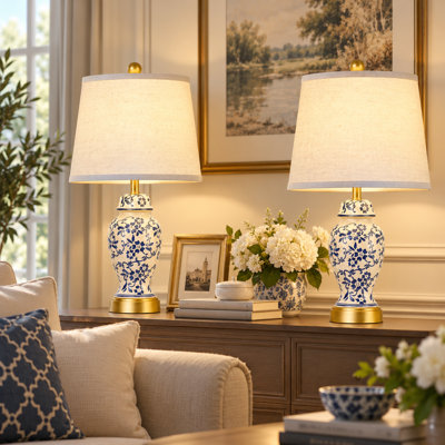 Chinoiserie Ceramic Table Lamps Set of 2