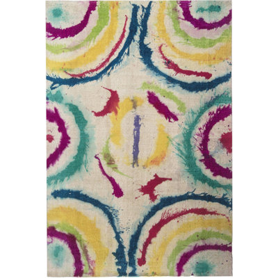 One-of-a-Kind Rectangle 8'7" X 10'2" New Age Wool Area Rug in Green/Red/Yellow