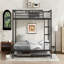 Lit superposé double au-dessus de double avec lit gigogne simple, noir-1598230193