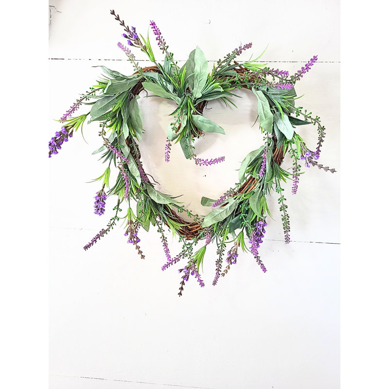 Handcrafted Faux Lavender Twig 16'' Wreath