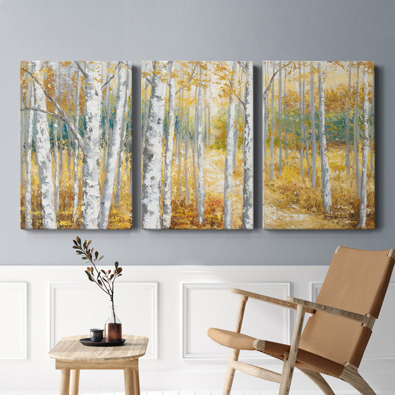 Birch Path II - Reproduction d'art sur toile tendue, H 60 po x l 120 po x P 1 po