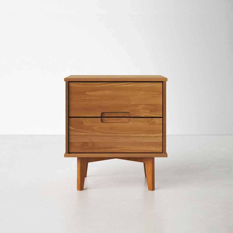 Mags Solid Wood 2-Drawer Nightstand - Retro Chic