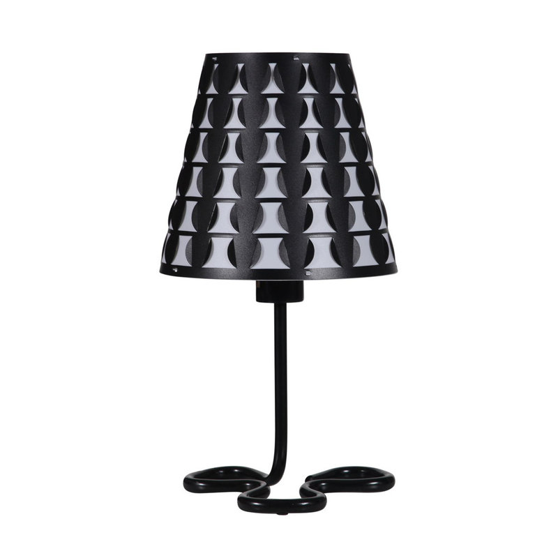 16" Traci Black Geometric Metal Table Lamp