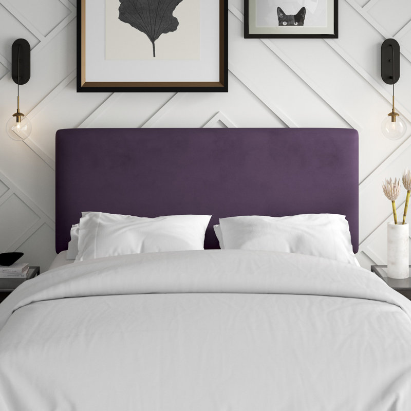Tête de lit tapissier Eisley, Simple, Velours aubergine classique