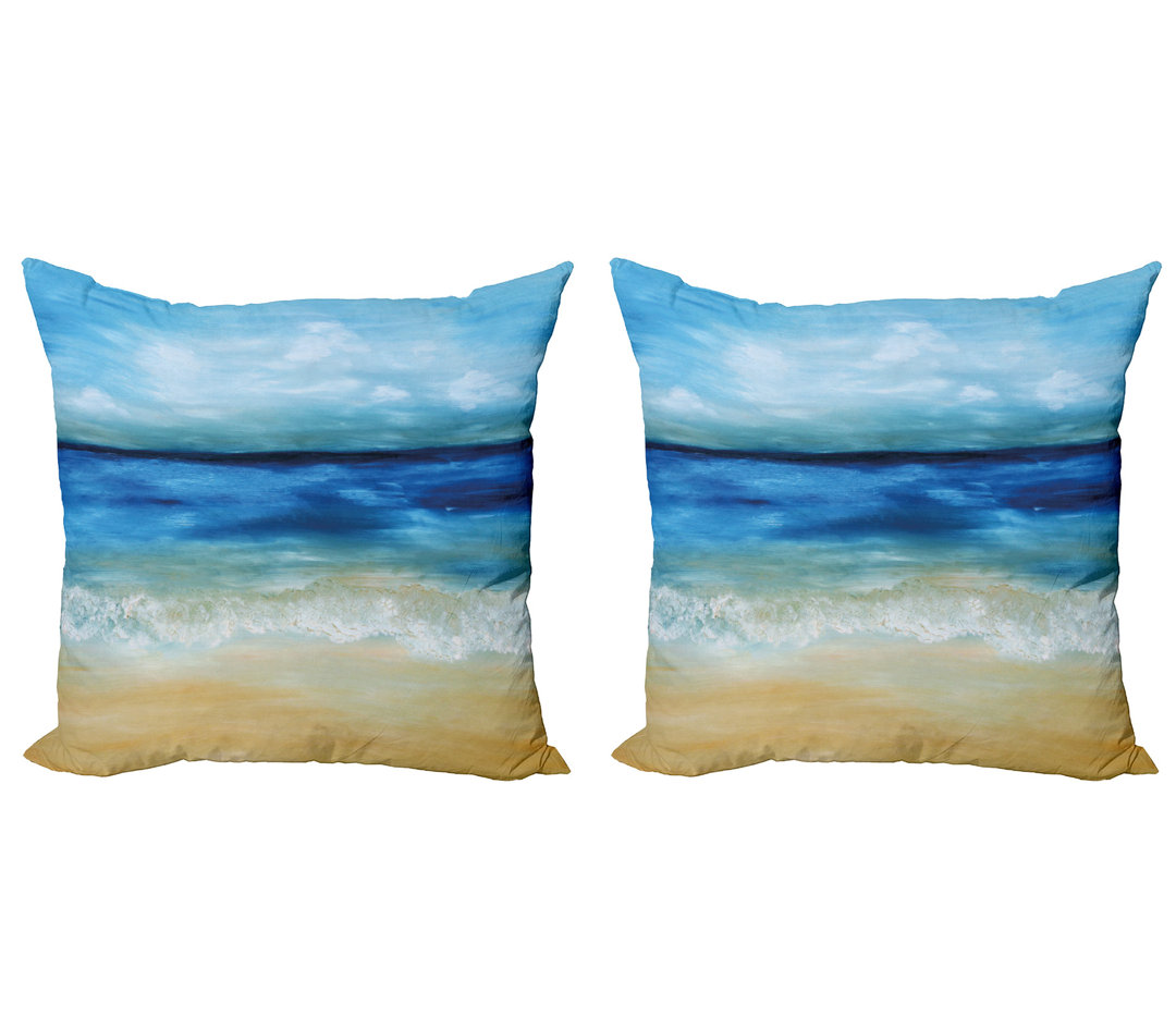 Kissenbezug, Tropical Sandy Beach, Kunst, Marineblau Hellbraun