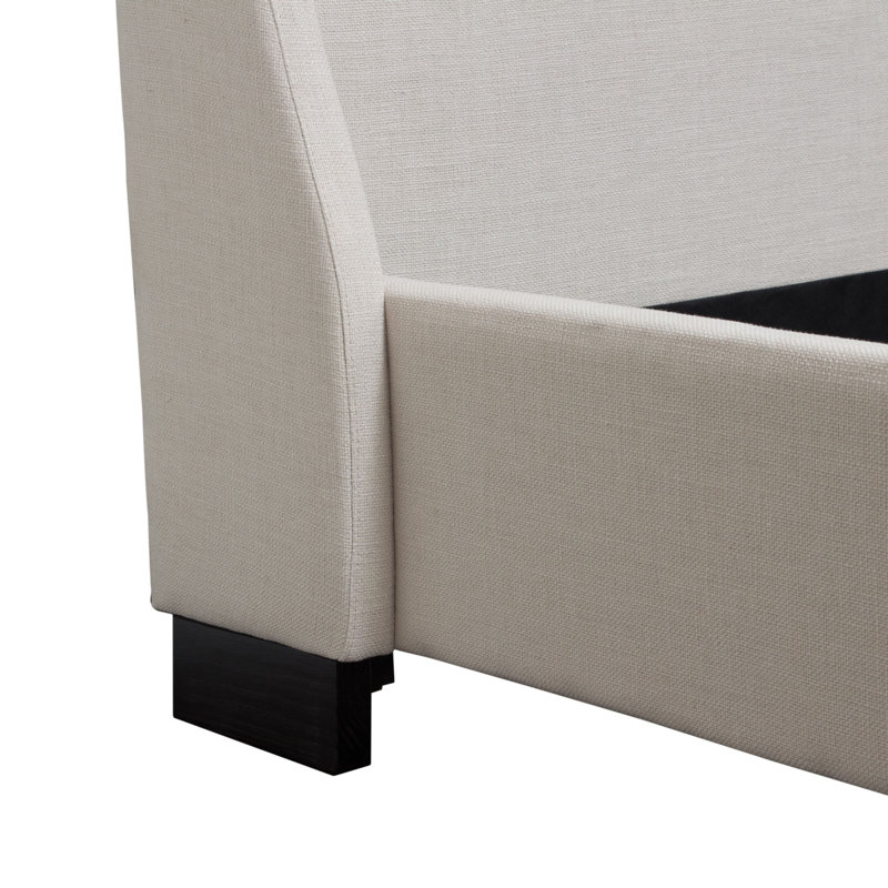 King Desert Sand Linen Tufted Upholstered Bed with Wingback