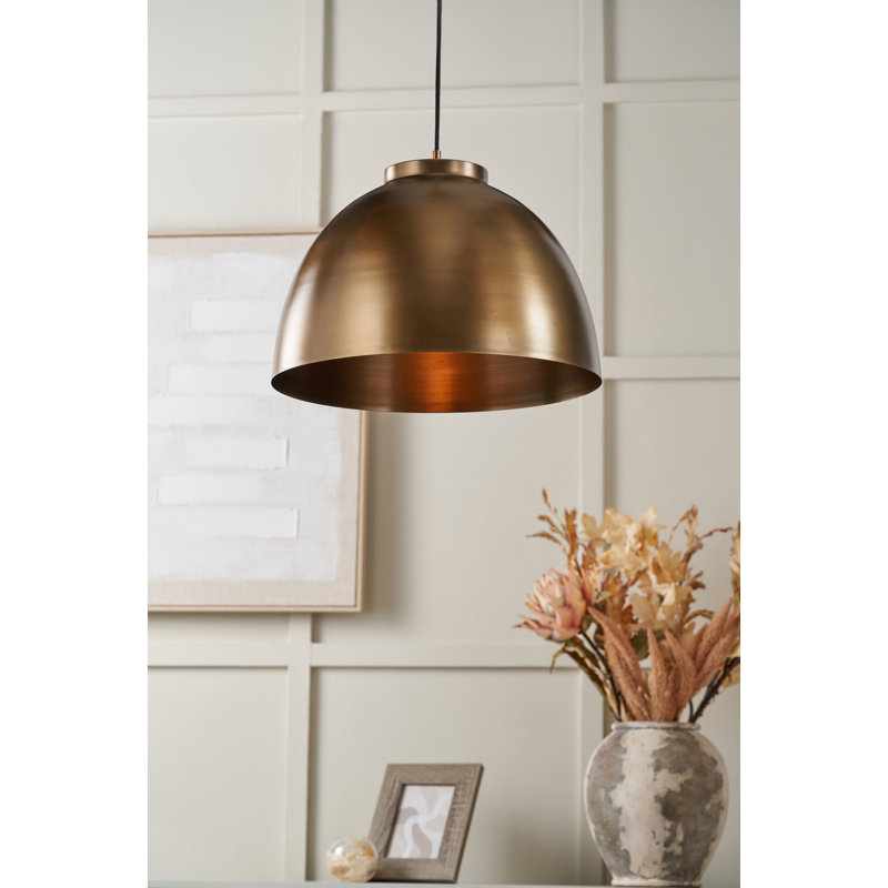 1 - Light Dome Pendant, Antique Brass