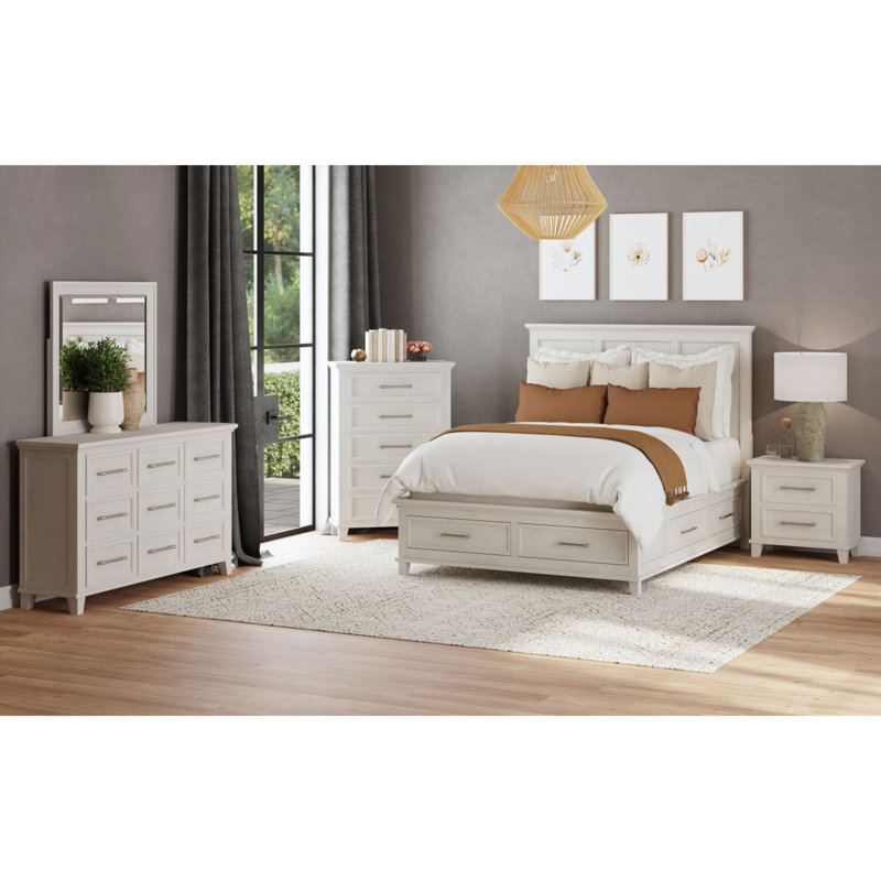 Daulton Storage 3PC Bedroom Set, Ivory, Queen