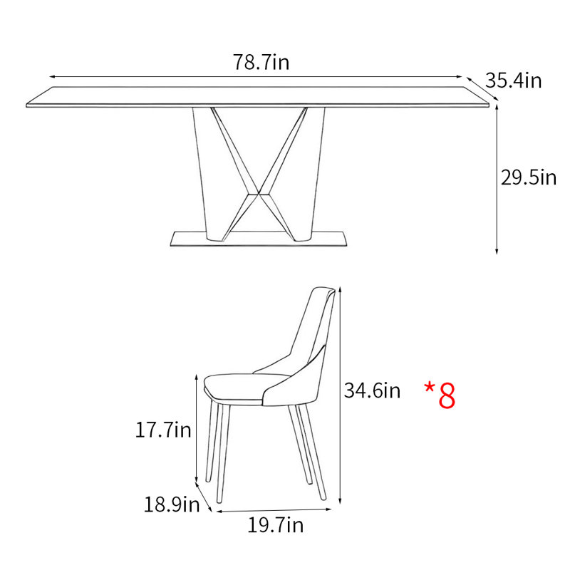 Ensembles de tables de salle à manger rectangulaires italiennes