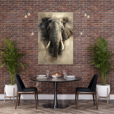 Majestic Elephant Portrait Contemporary Wall Art Print 1 Piece Wrapped Canvas Wall Art