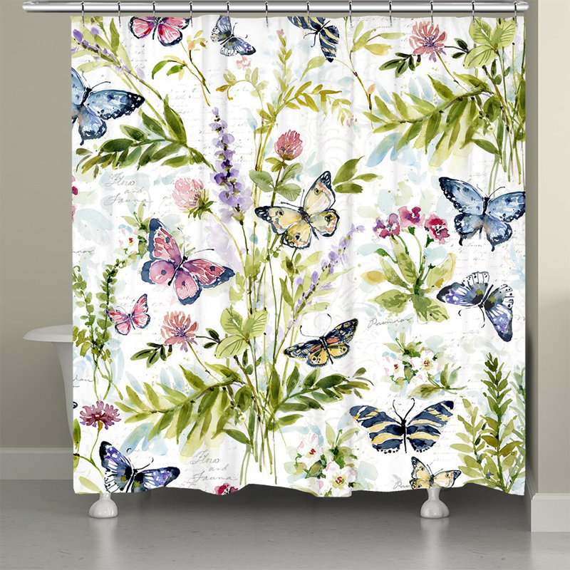 Rideau de douche Watercolor Butterflies par Laural Home