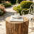 Tree Stump Stool, Decorative Side Table with Round Tabletop, with Wood Grain Finish,Natural