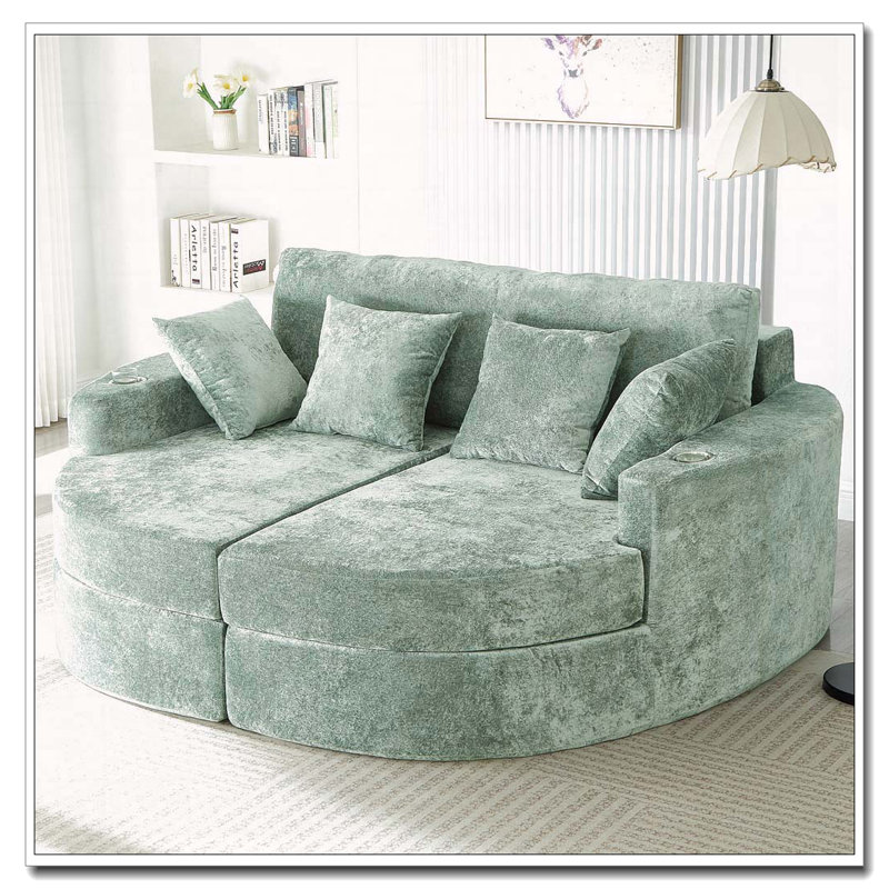 Full-Compressed Chaise Lounge Sofa, Green