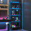 Tablette en verre pour objets de collection, armoire vitrée à DEL noire, grande tablette étroite éclairée à DEL avec panneau perforé, lampe sur pied avec tablette-121503366-105357994